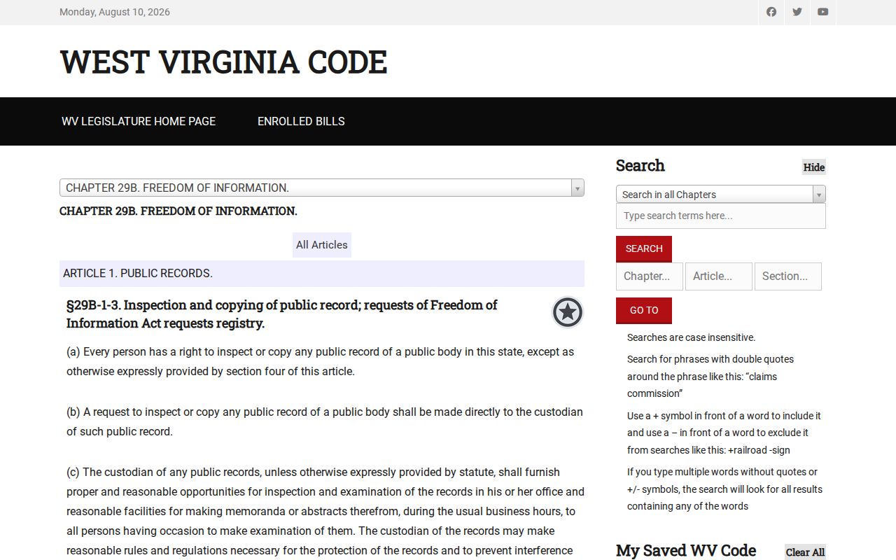 Wood County criminal records access under the West Virginia Freedom of Information Act