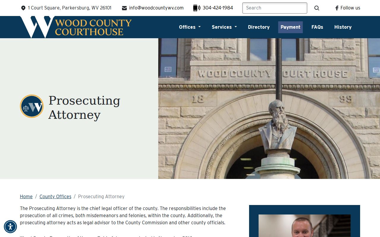 Wood County criminal history prosecuting attorney office information